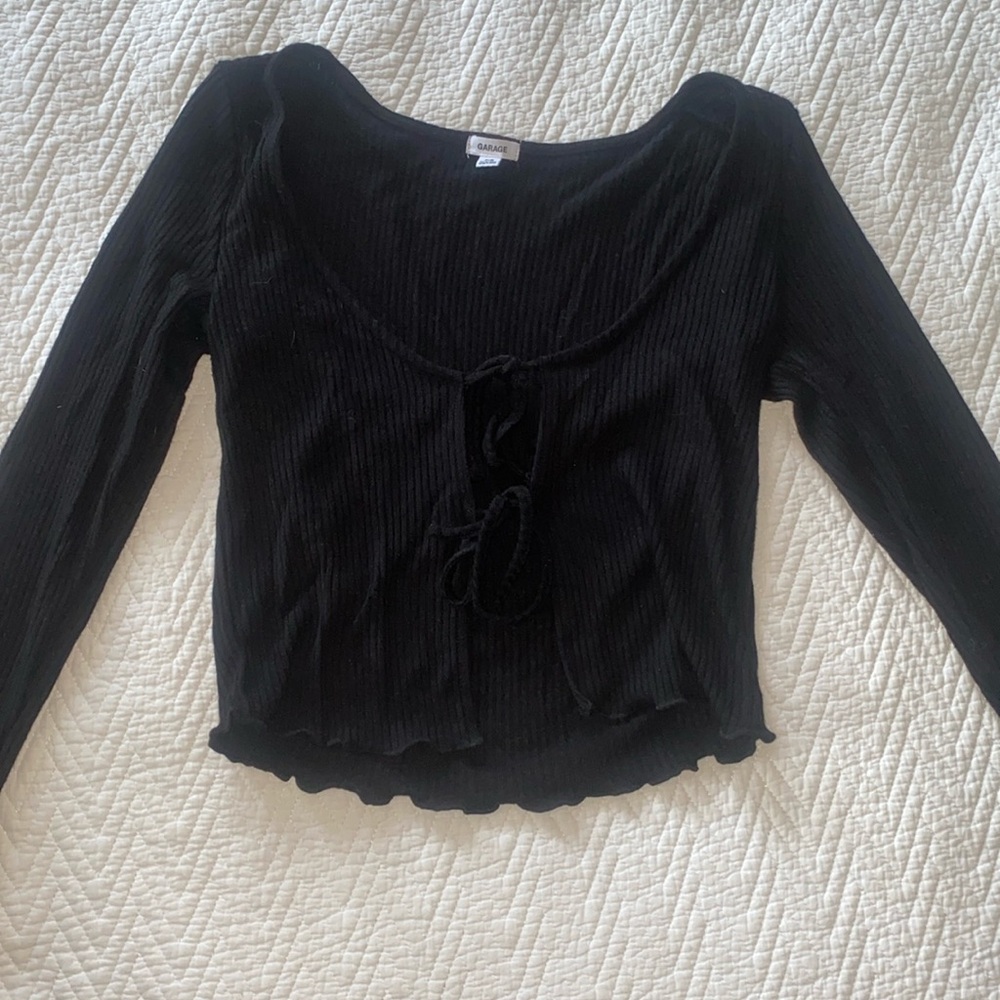 Garage long sleeve cropped tie sweater